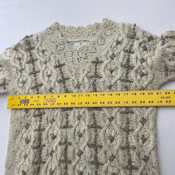 Express Chunky Cable Knit Sweater Handknitted Oversized Womens Small Tan Cozy - Picture 9 of 10